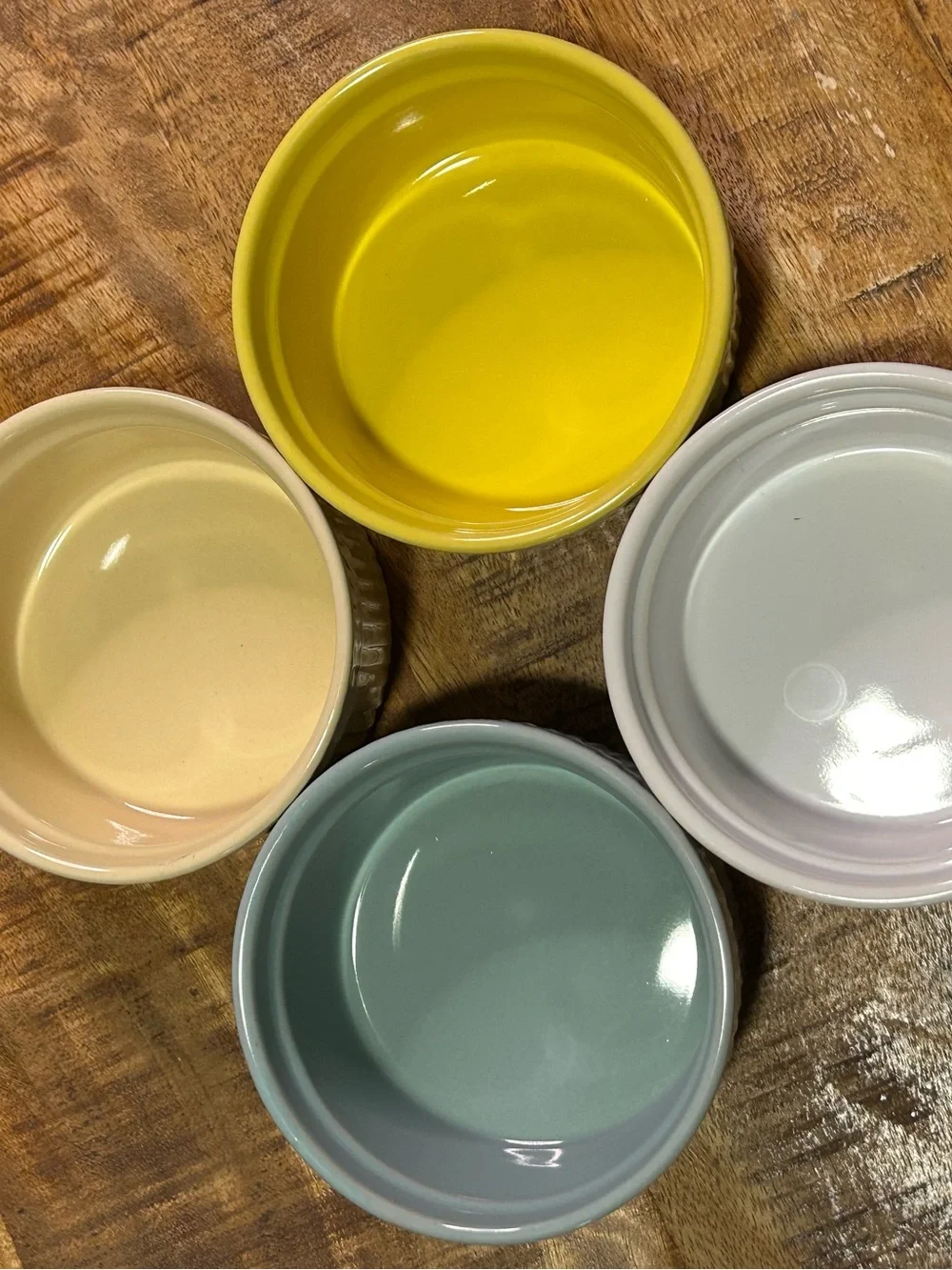 Ceramic Ramekin Set in Yellow, Cream, Green, and White